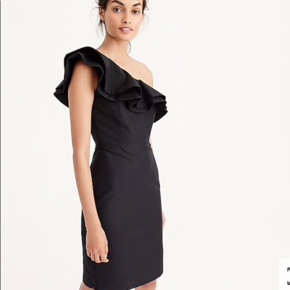 *Size 4 TALL* J. Crew One Shoulder Ruffle Dress
